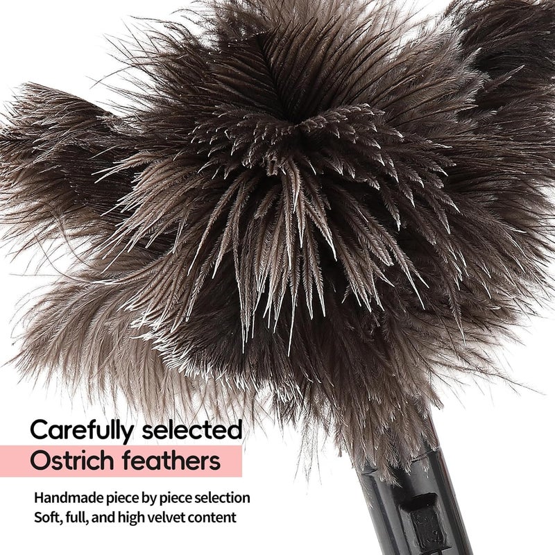 FeelfunFeather Retractable Feather Duster-Genuine Ostrich Feathers,Anti-Static,Reusable Eco-Friendly Handheld Cleaning for Keyboard,Home,Car,Office (10 to 15 Inches) 2 Pack - Image 3